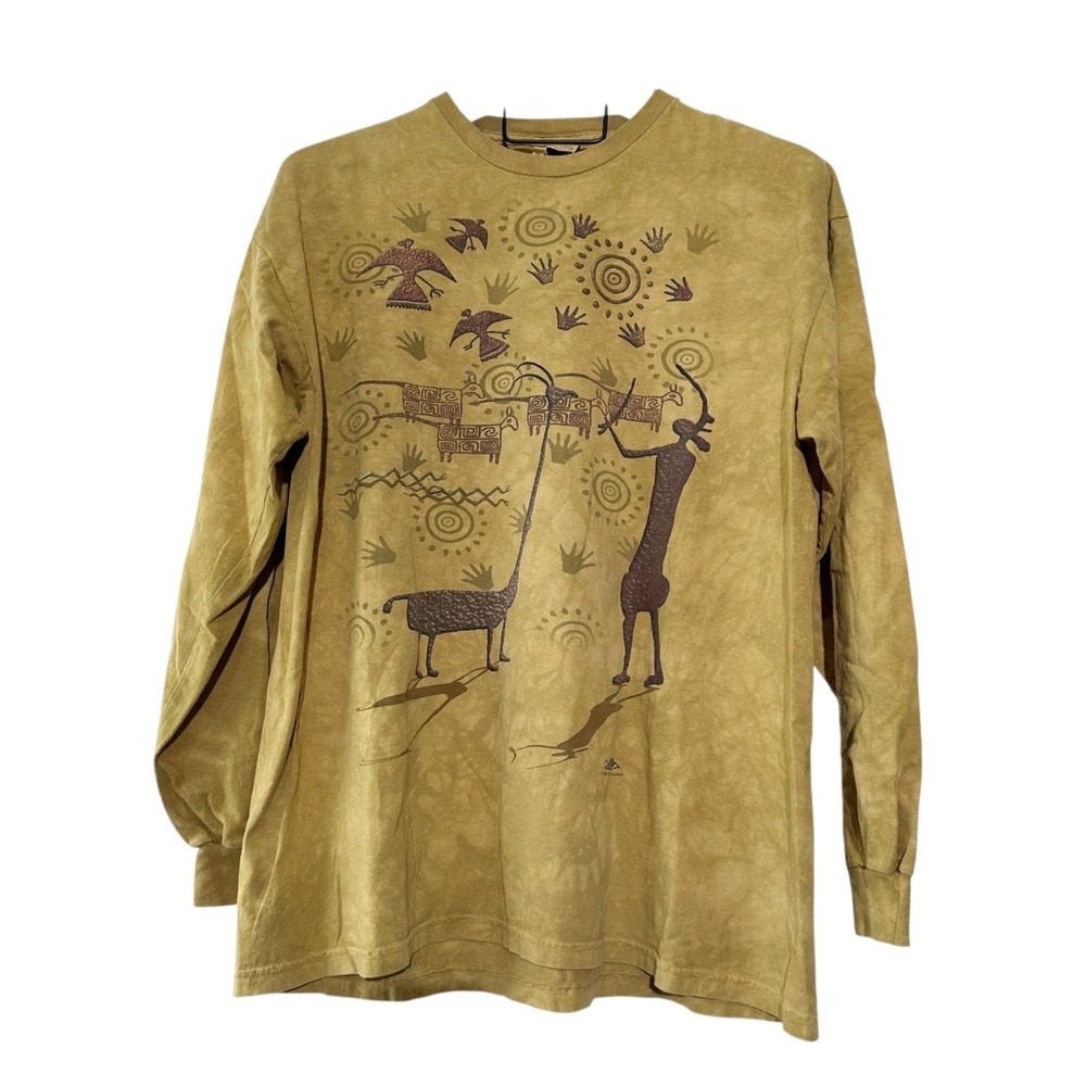 THE MOUNTAIN Vintage Native‎ American Cave Long Sleeve Dyed Mottle Tie Dye XL